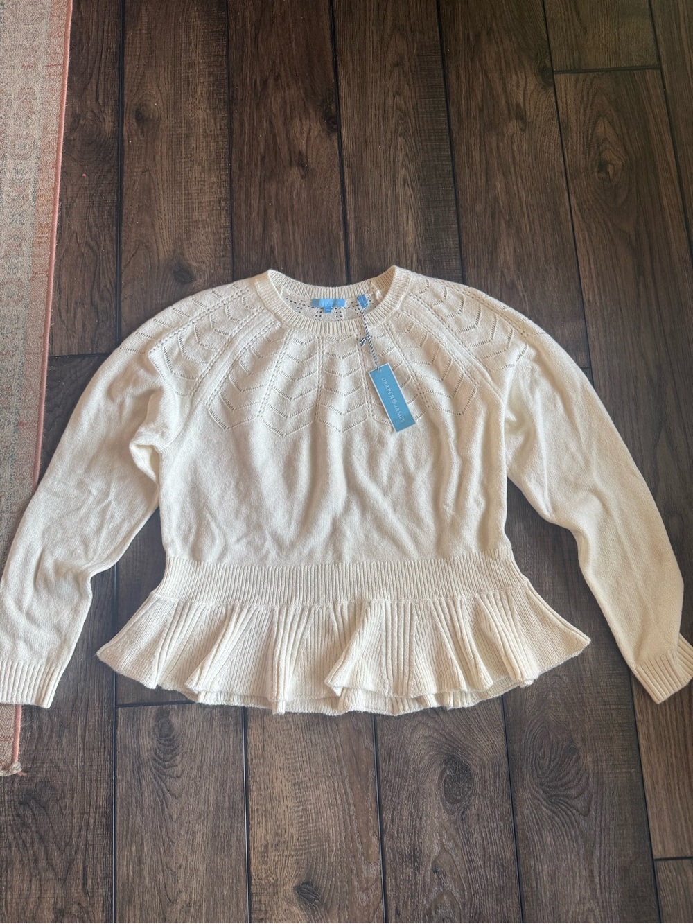 Draper James Peplum Pointelle Sweater XXL